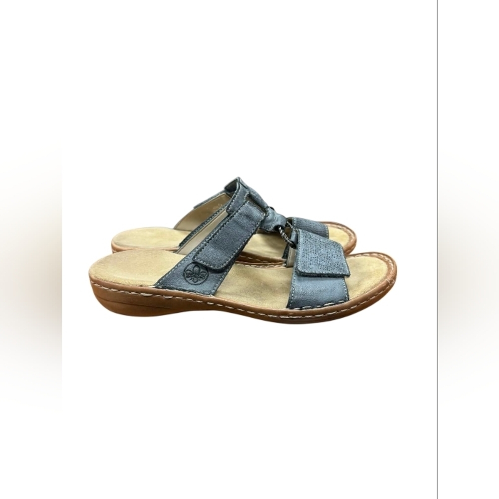 Rieker Strappy Velcro Sandals Tan Gray Size 37 EUC - Picture 5 of 9